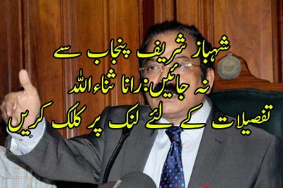 شہباز شریف پنجاب سے نہ جائیں: رانا ثناءاللہ