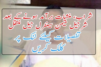 شراب، منشیات برآمد ہونےکے بعد شرجیل میمن سینٹرل جیل منتقل
