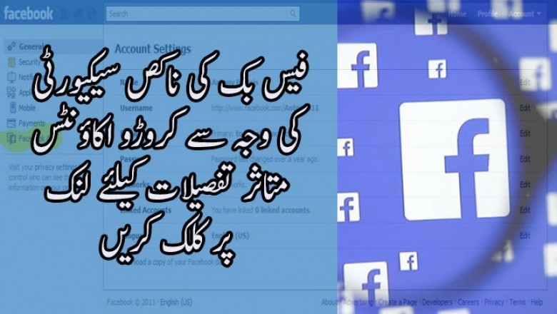 فیس بک کی ناكص سیکیورٹی  کی وجہ سے کروڑو اکاؤنٹس  متاثر 