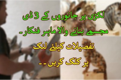 لکڑی پر جانوروں کے 3 ڈی مجسمے بنانے والا ماہر فنکار
