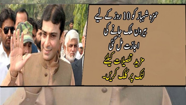 حمزہ شہباز کو 10 روز کے لیے بیرون ملک جانے کی اجازت مل گئی