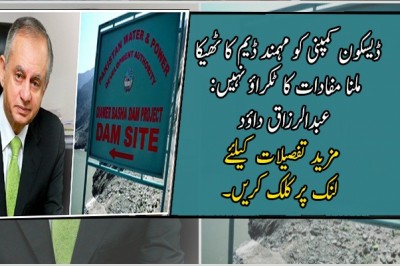 ڈیسکون کمپنی کو مہمند ڈیم کا ٹھیکا ملنا مفادات کا ٹکراؤ نہیں: عبدالرزاق داؤد
