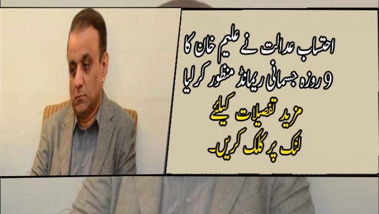 احتساب عدالت نے علیم خان کا 9 روزہ جسمانی ریمانڈ منظور کرلیا
