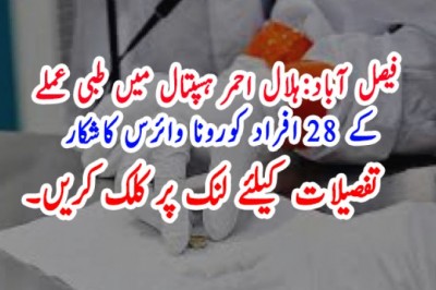 فیصل آباد:ہلال احمر ہسپتال میں طبی عملے کے 28 افراد کورونا وائرس کاشکار